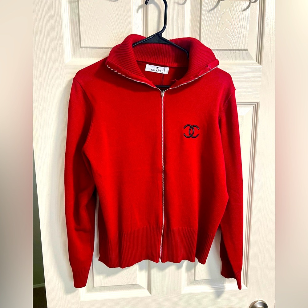 NWT Chanel ribbed sweater - Red - half zip- size large